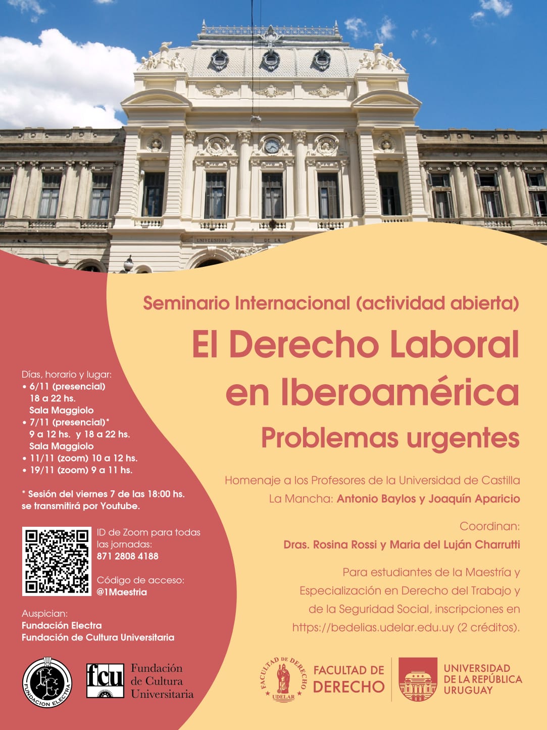 Seminario Internacional (actividad abierta): El Derecho Laboral en Iberoamérica – Problemas urgentes