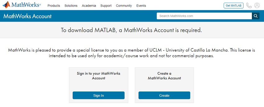 Cuenta en Mathworks
