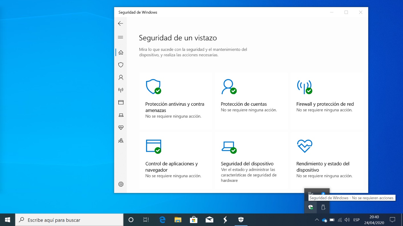 Comprobar que se ha activado Windows Defender