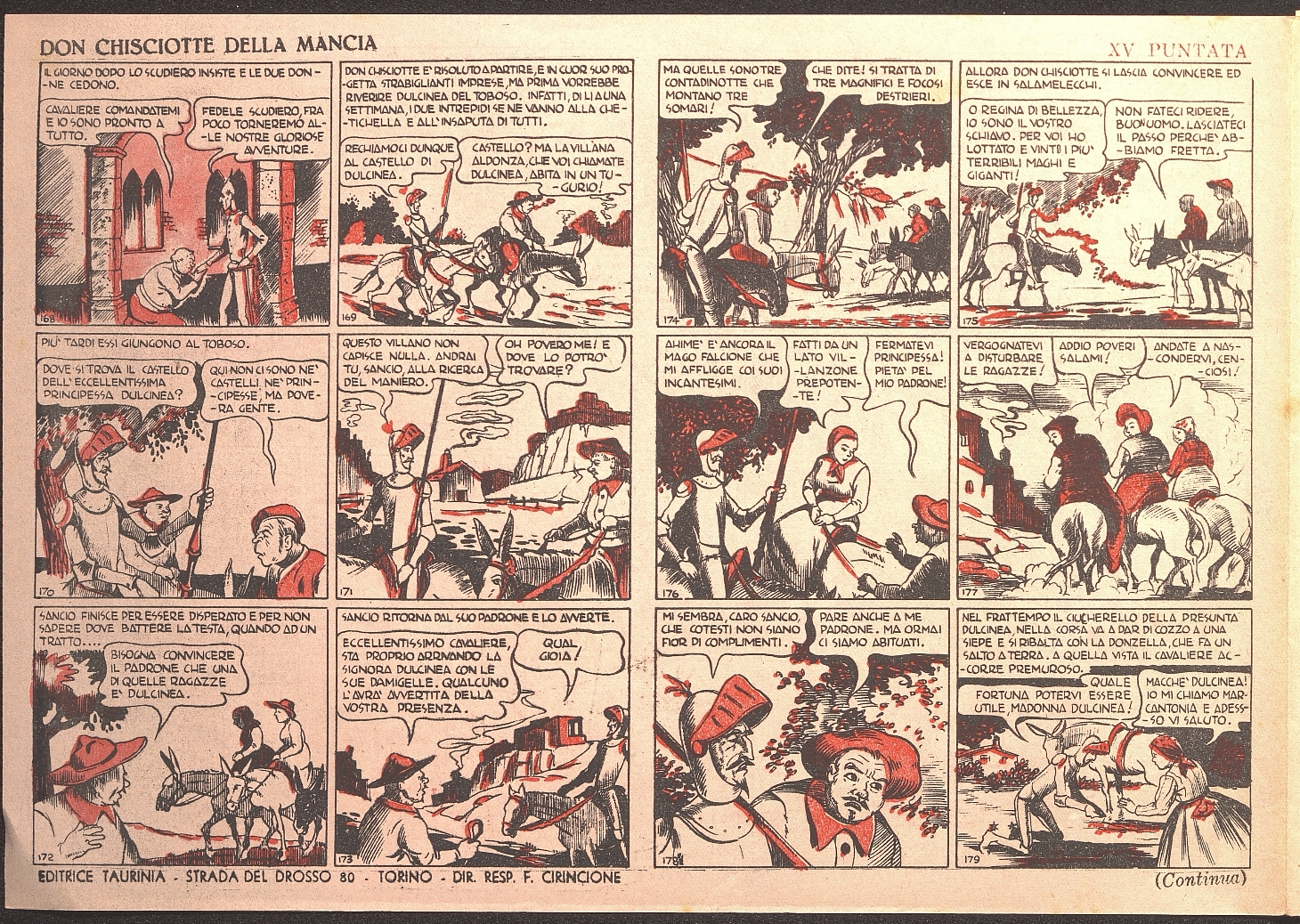 Don Chisciotte della Mancia / riduzione dal romanzo di M. Cervantes di Ardena. Publicado en: Albo viaggi e avventure, Torino: Taurinia, 1949