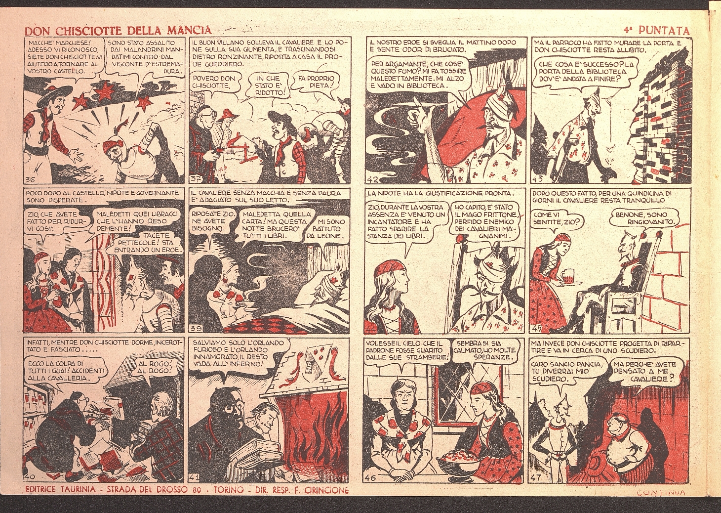 Don Chisciotte della Mancia / riduzione dal romanzo di M. Cervantes di Ardena. Publicado en: Albo viaggi e avventure, Torino: Taurinia, 1949