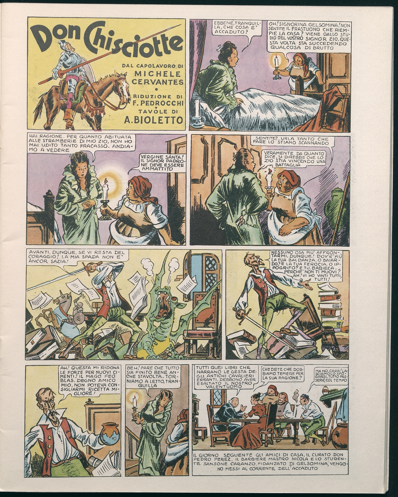 Don Chisciotte / Miguel de Cervantes; riduzione di Federico Pedrocchi e Guido Mellini; disegni di Angelo Bioletto.  --  Milano : I Fumeetti Amatoriali, 1975