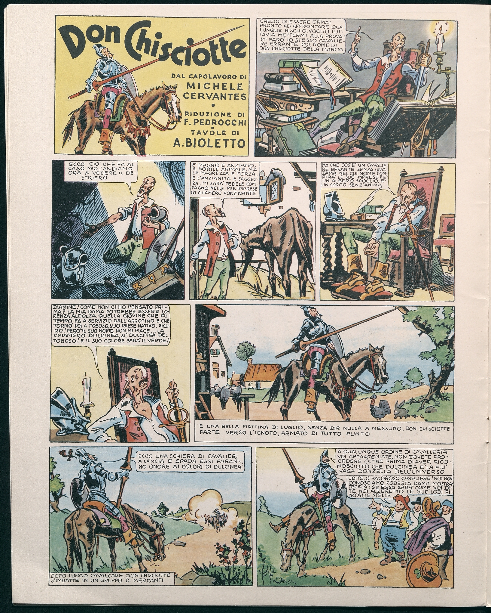 Don Chisciotte / Miguel de Cervantes; riduzione di Federico Pedrocchi e Guido Mellini; disegni di Angelo Bioletto.  --  Milano : I Fumeetti Amatoriali, 1975
