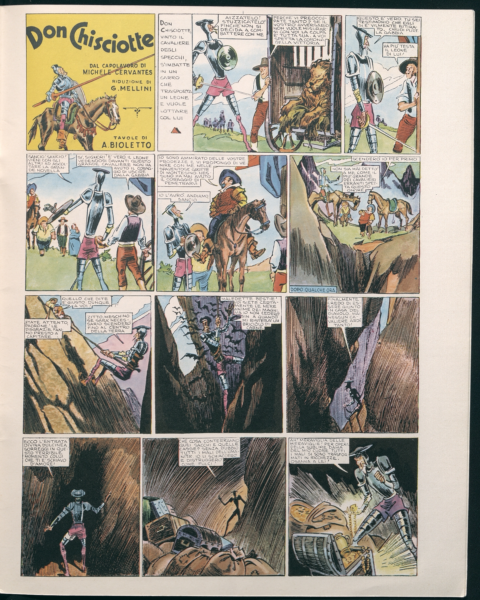 Don Chisciotte / Miguel de Cervantes; riduzione di Federico Pedrocchi e Guido Mellini; disegni di Angelo Bioletto.  --  Milano : I Fumeetti Amatoriali, 1975