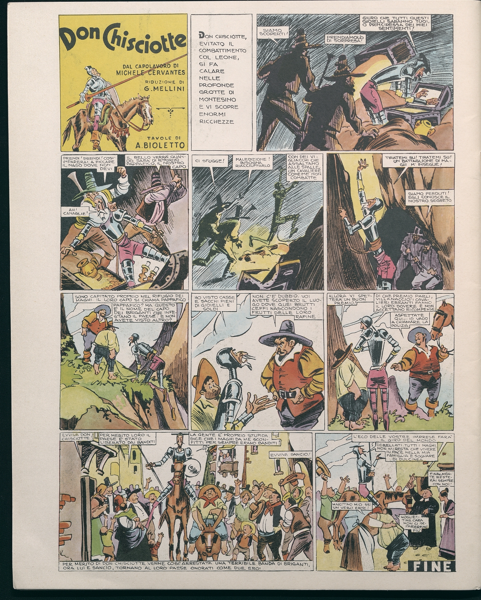 Don Chisciotte / Miguel de Cervantes; riduzione di Federico Pedrocchi e Guido Mellini; disegni di Angelo Bioletto.  --  Milano : I Fumeetti Amatoriali, 1975