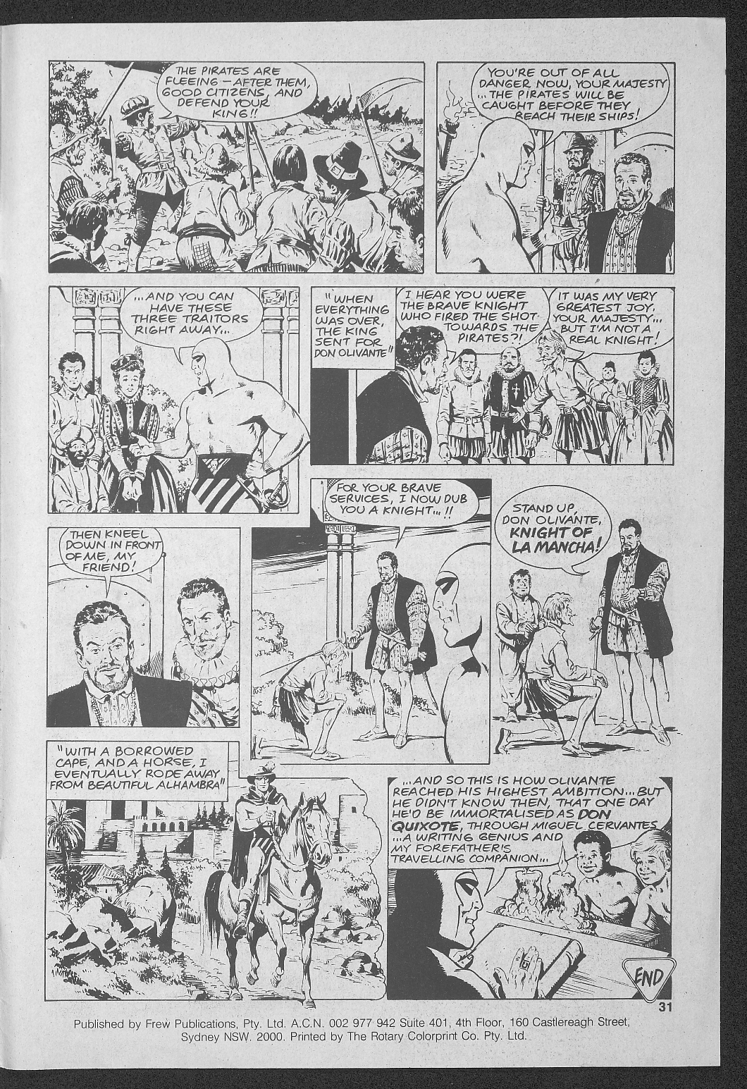 The Knight of La Mancha / script Norman Worker; art Carlos Cruz.     Publicado en:. The Phantom, Sydney: Frew Publications, 1993Nº1037,32 p.