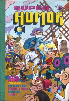   [Cubierta de la colección Súper Humor,alegórica a Don Quijote de La Mancha] / José Luis Sagasti Iruzubieta    En: Súper Humor. -- Barcelona: Bruguera, 1979. -- Vol. IX, cub.; 27 cm.-- ISBN 84-02-04755-6