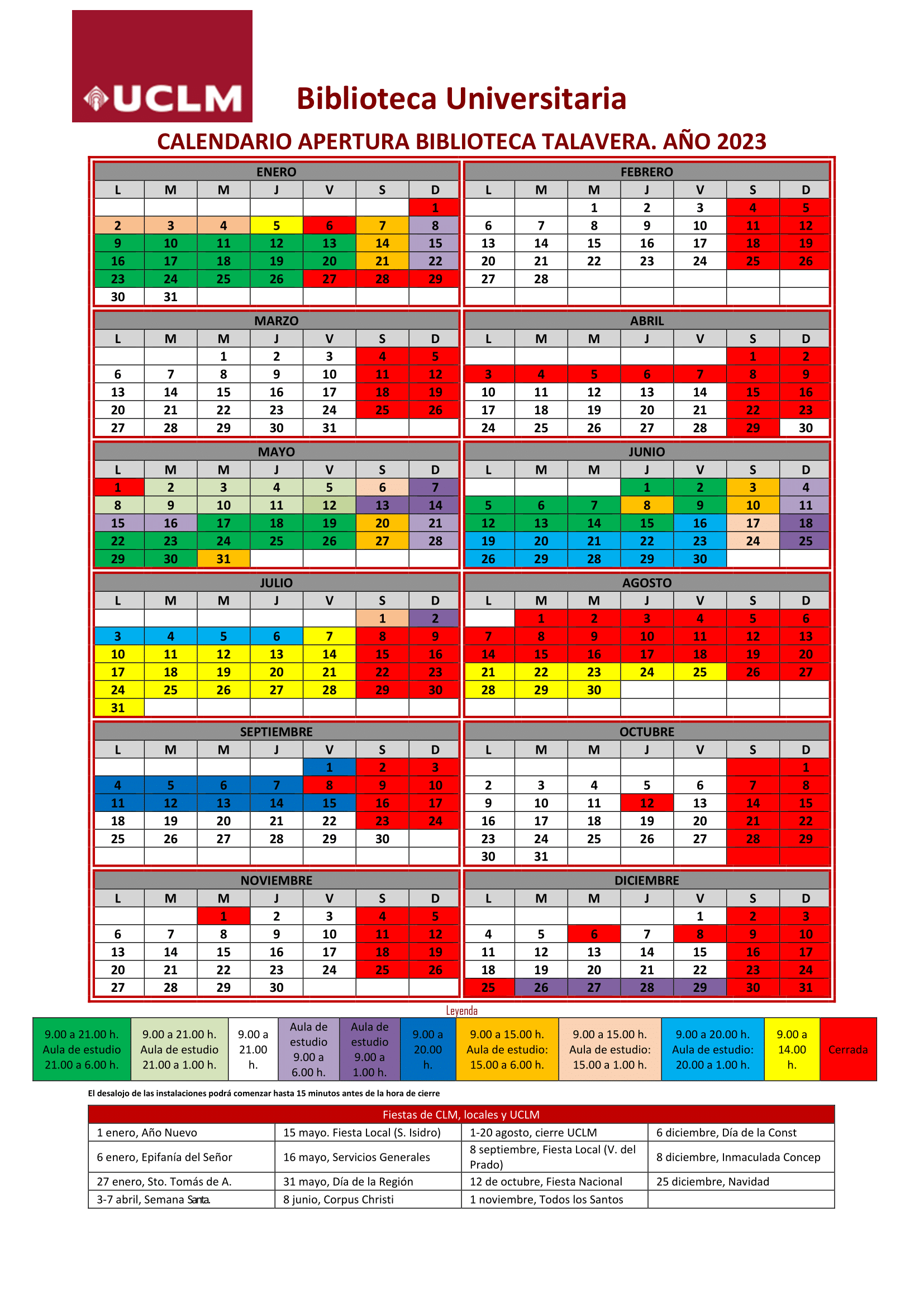 Calendario Biblioteca Talavera