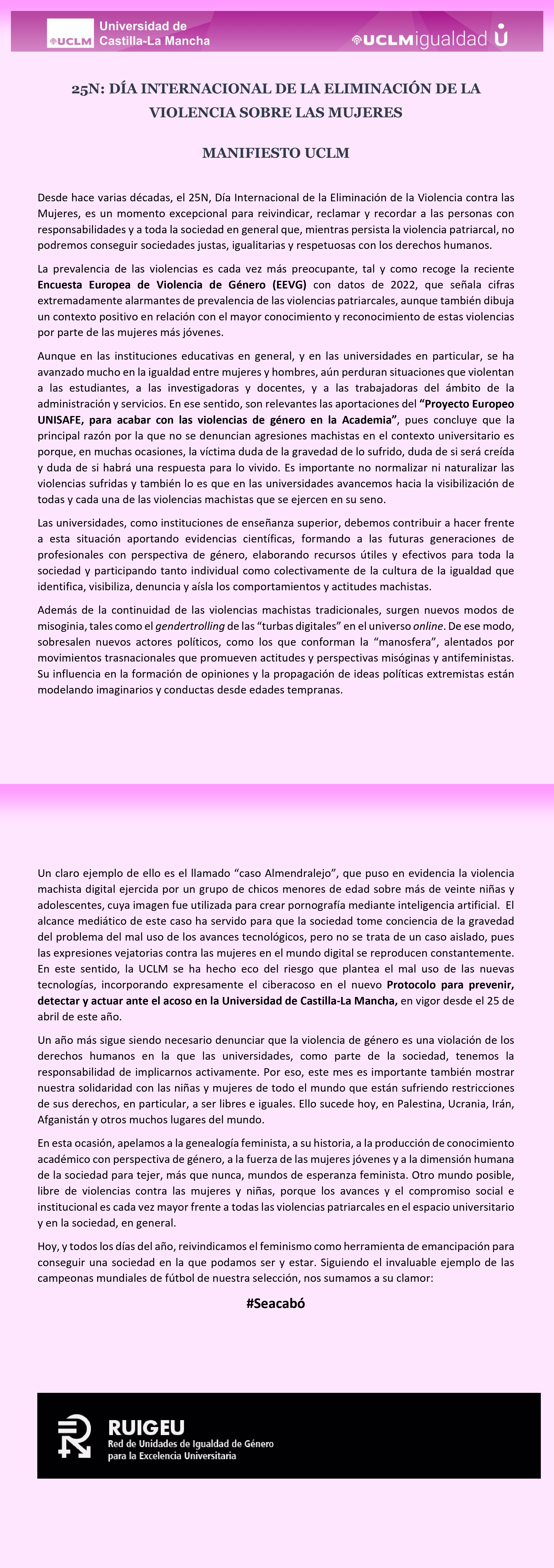 Manifiesto UCLM 25N 2023